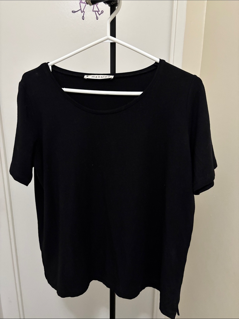 Mansted Black Short-Sleeve Scoop Neck Top